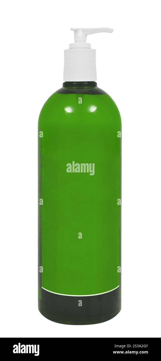 Flacone in plastica di prodotto per la cura della pelle su sfondo bianco. Flacone in plastica di prodotto per la cura della pelle Foto Stock