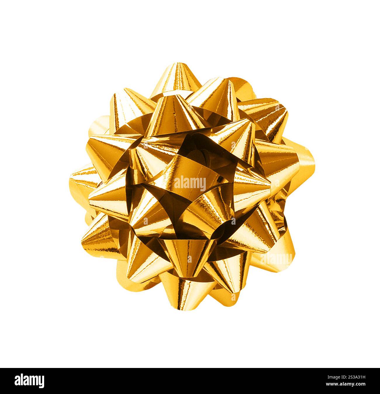 Yellow Bow isolato sul bianco Foto Stock