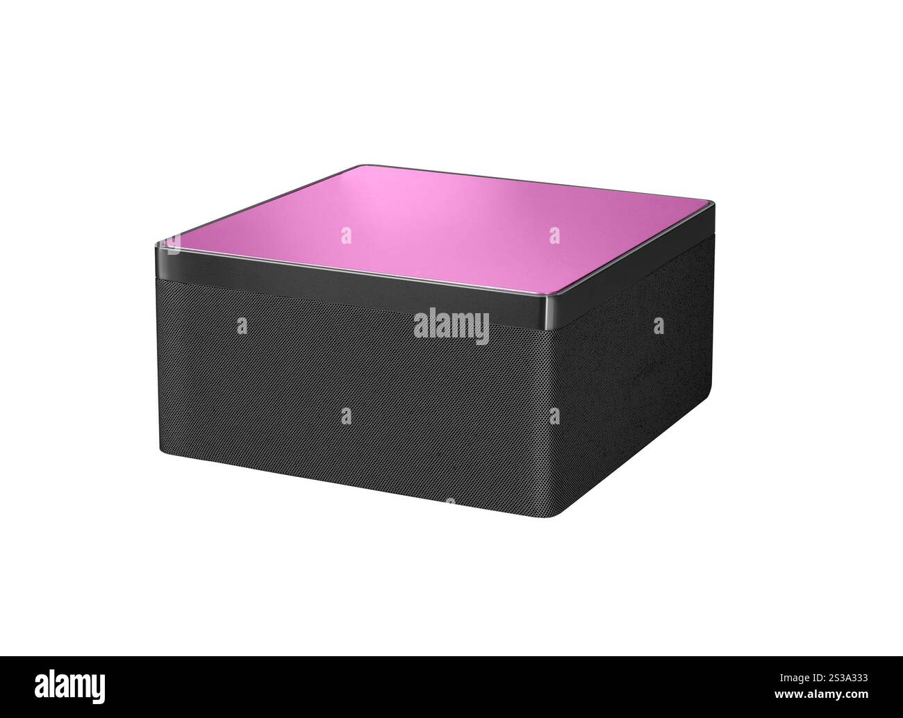 Altoparlanti da pavimento neri e rosa. altoparlanti audio Foto Stock