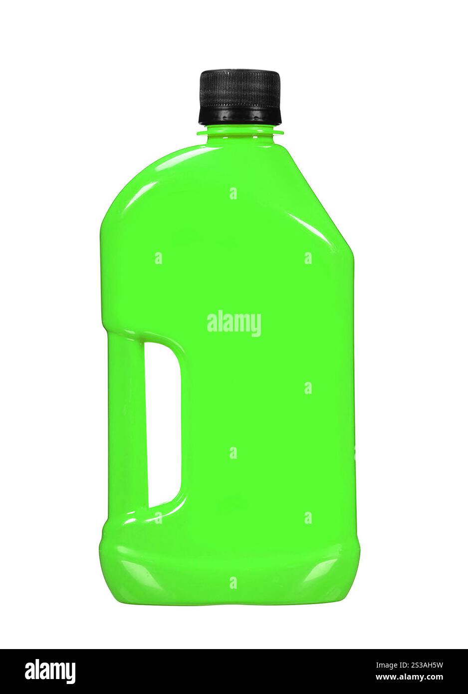 bottiglia di detergente verde per lavanderia liquida. flacone di detergente rosso per lavanderia liquida Foto Stock