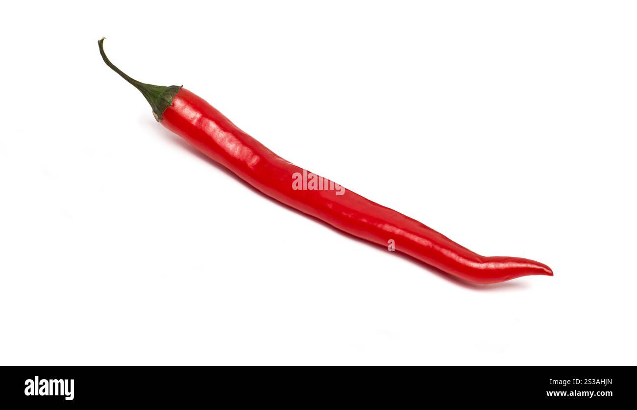 peperoncino rosso caldo isolato su fondo bianco. peperoncino rosso caldo isolato Foto Stock