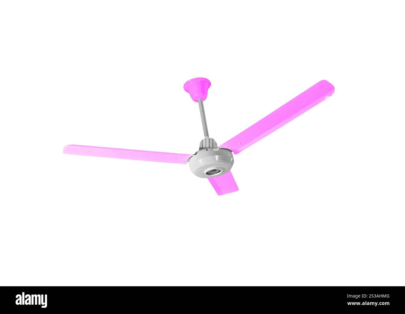 Ventilatore a soffitto bianco-rosa isolato su bianco Foto Stock