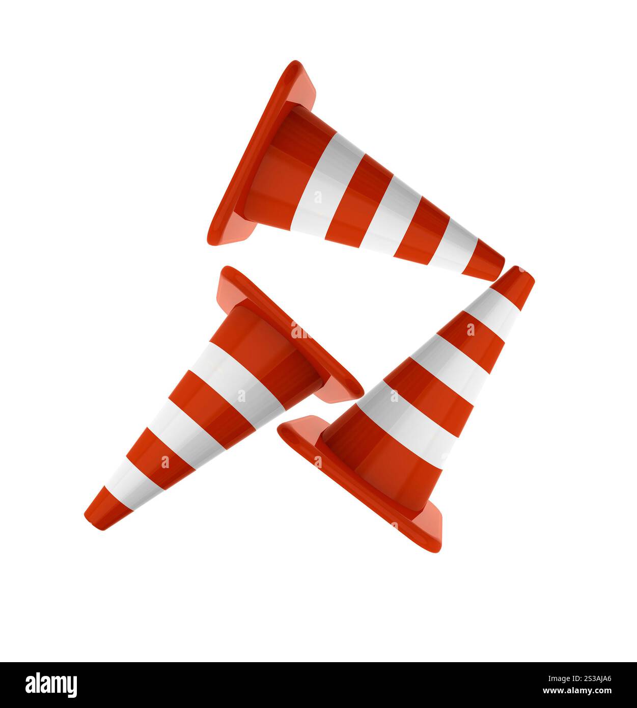 In costruzione. Coni isolati su sfondo bianco. Coni Foto Stock