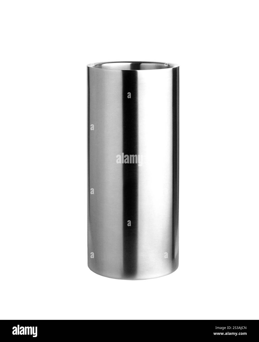 Vetro in acciaio isolato su bianco. Vetro d'acciaio Foto Stock