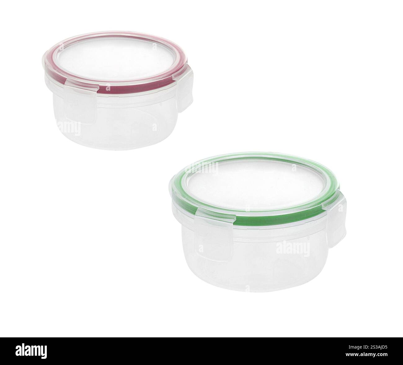 Contenitori rotondi in plastica. Contenitore rotondo in plastica Foto Stock