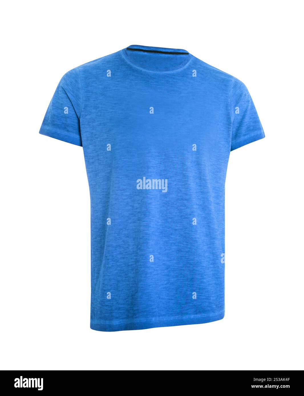 T-shirt a manica corta blu isolata su bianco Foto Stock