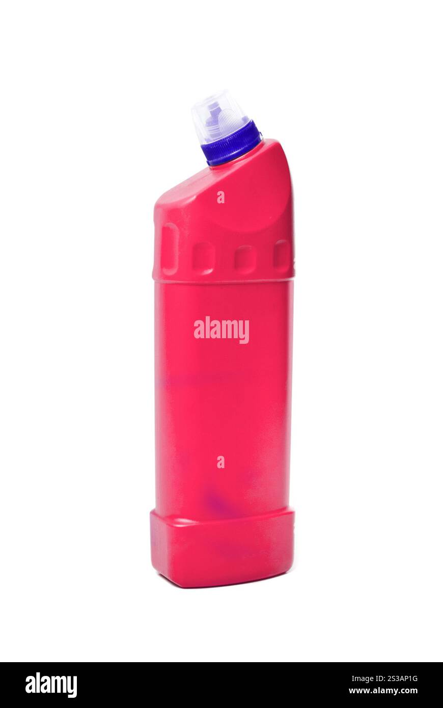 flacone di detergente per plastica rosso. flacone di detergente per plastica blu Foto Stock