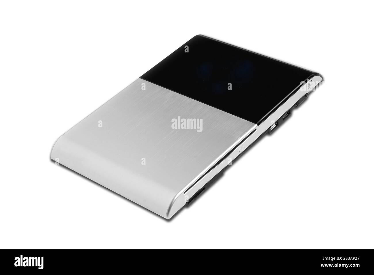 Disco rigido esterno isolato su sfondo bianco. Disco rigido esterno Foto Stock