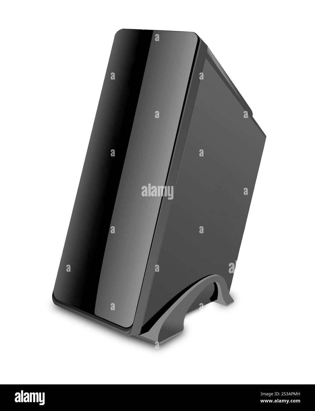 custodia nera per computer isolata su sfondo bianco. custodia nera per computer isolata su bianco Foto Stock