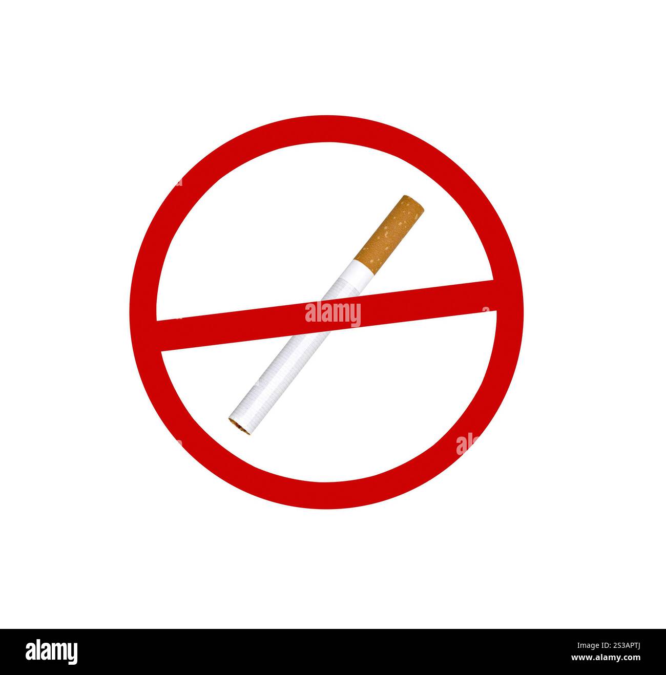 Nessun segno di fumo isolato su sfondo bianco. Cartello antifumo su sfondo bianco Foto Stock