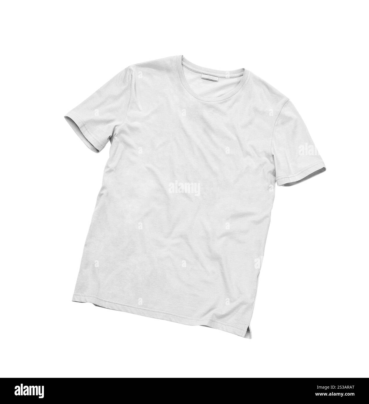 Modello di T-shirt unisex isolato su sfondo bianco. Modello di T-shirt unisex Foto Stock