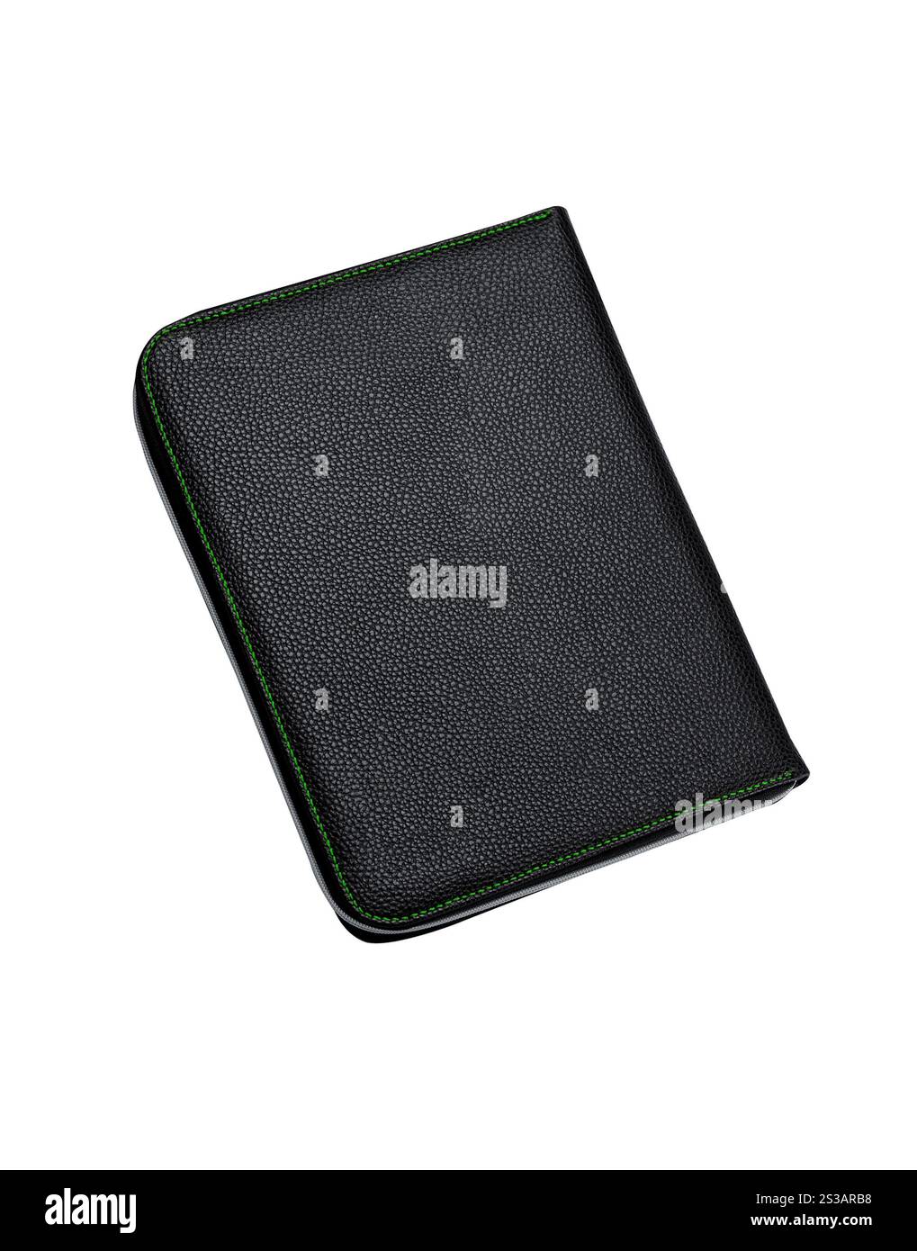 Portafoglio nero isolato su sfondo bianco. Portafoglio nero Foto Stock