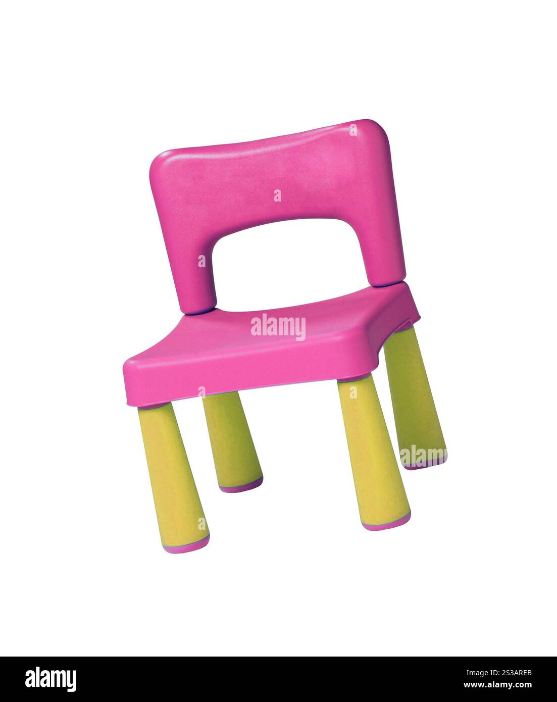 sgabello di plastica per bambini su sfondo bianco. sgabello di plastica per bambini Foto Stock