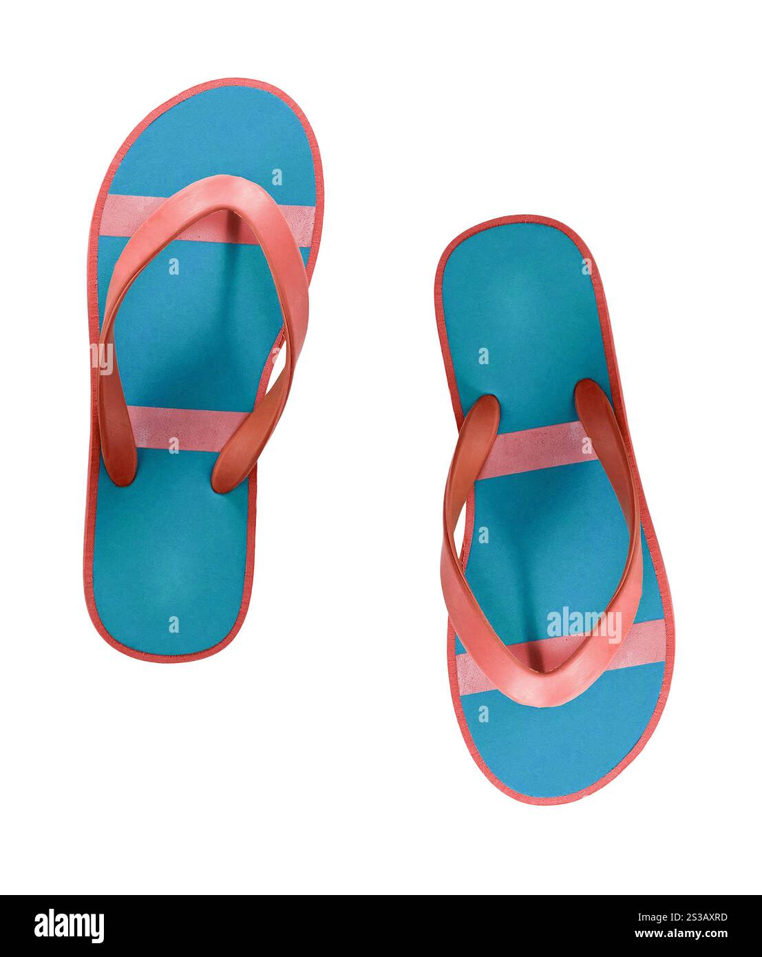 sandali infradito rossi e blu isolati. sandali infradito rossi e blu Foto Stock