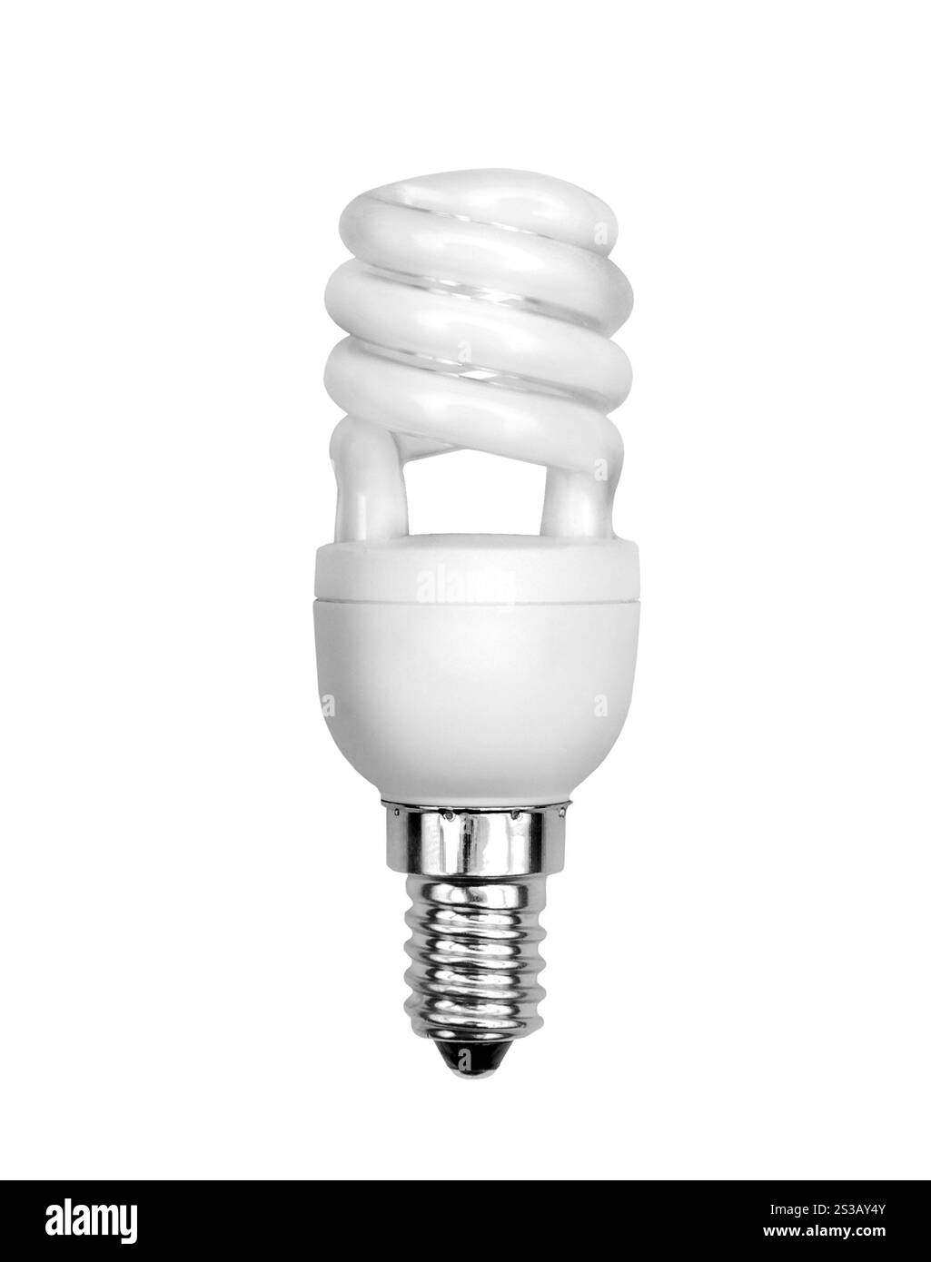 Lampadina a risparmio isolato su sfondo bianco. Lampadina a risparmio energetico Foto Stock