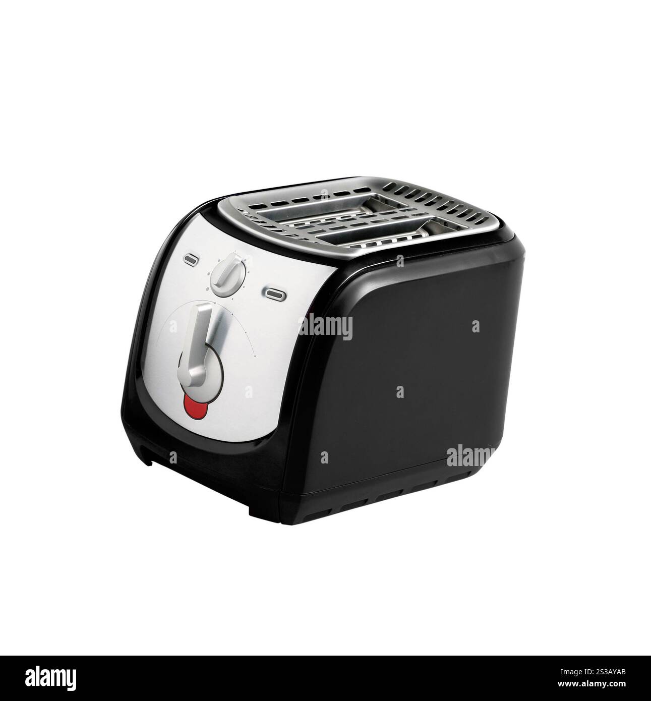 Tostapane isolato su bianco con cavo elettrico e spina. Tostapane isolato Foto Stock