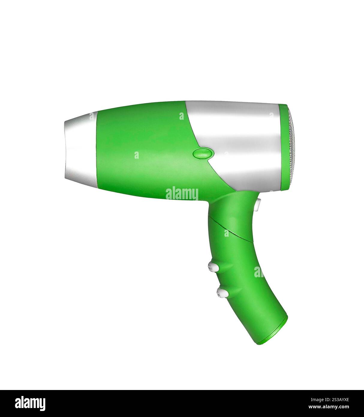 Asciugacapelli isolato su sfondo bianco. Asciugacapelli isolato Foto Stock