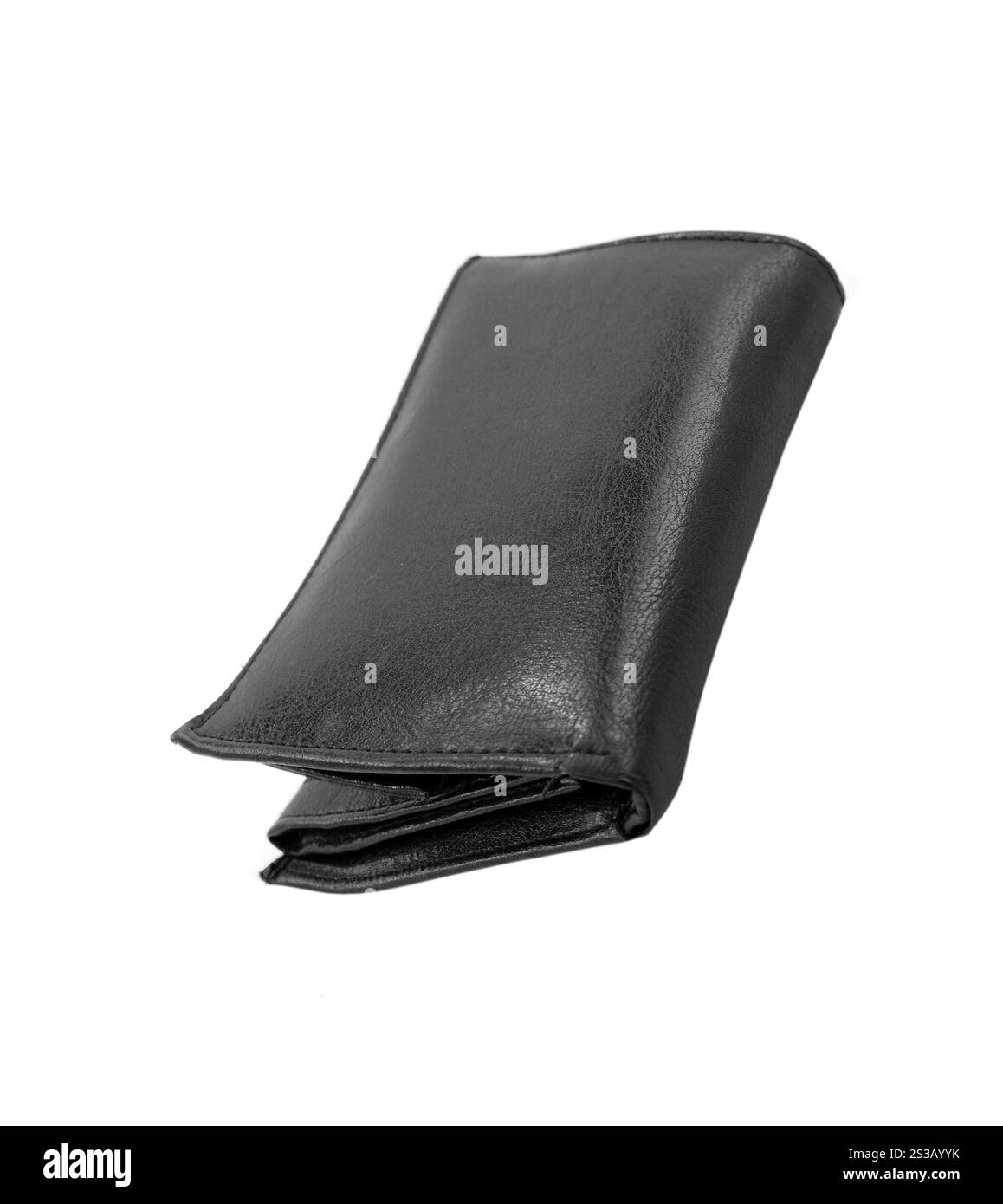 Portafoglio nero. Isolato su sfondo bianco. Portafoglio nero. Isolato Foto Stock