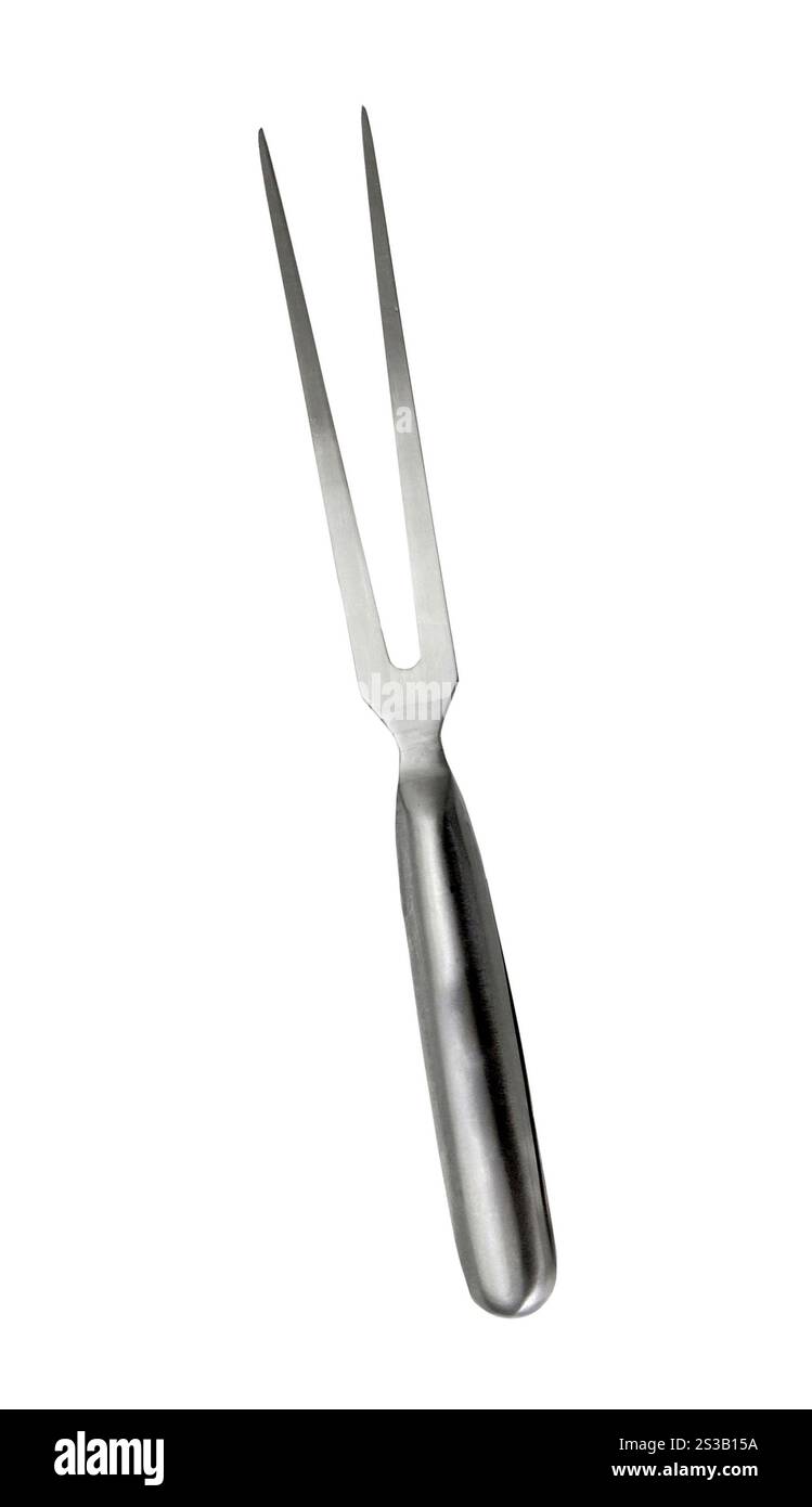 forchetta di carne isolata su fondo bianco. forchetta di carne isolata Foto Stock