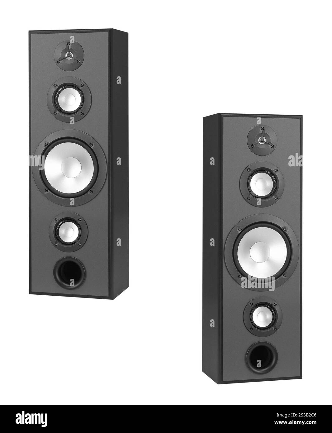 Grandi altoparlanti isolati su bianco. altoparlanti isolati in bianco. Foto Stock