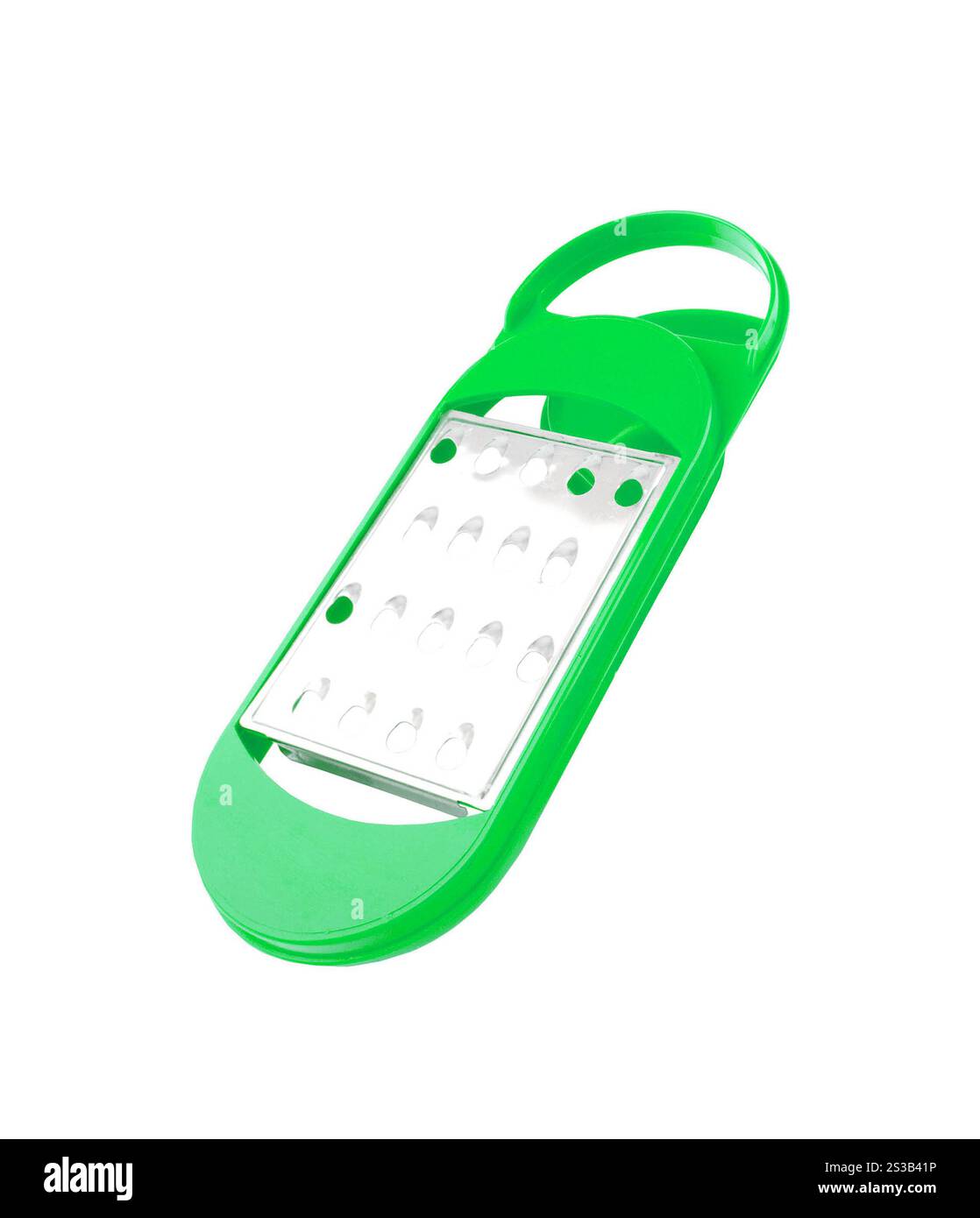 grattugia con impugnatura verde. grattugia con impugnatura blu Foto Stock