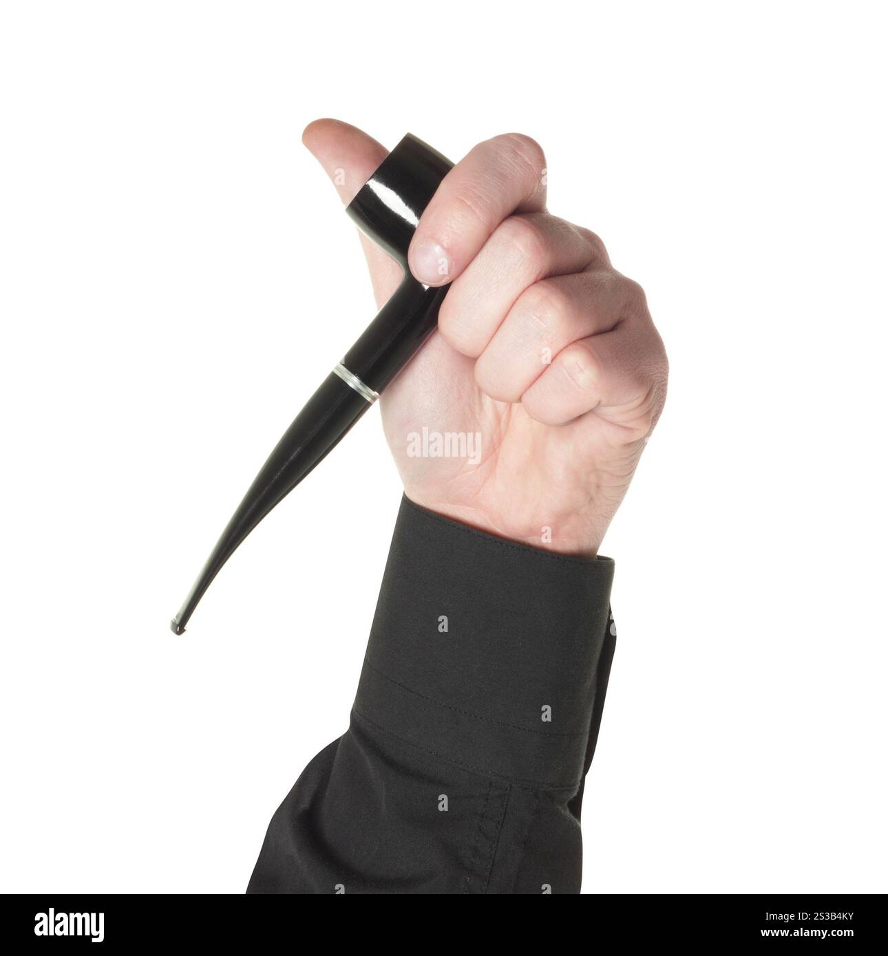 immagine a colori della pipa di tabacco nera isolata su sfondo bianco. immagine a colori della pipa del tabacco nera isolata Foto Stock