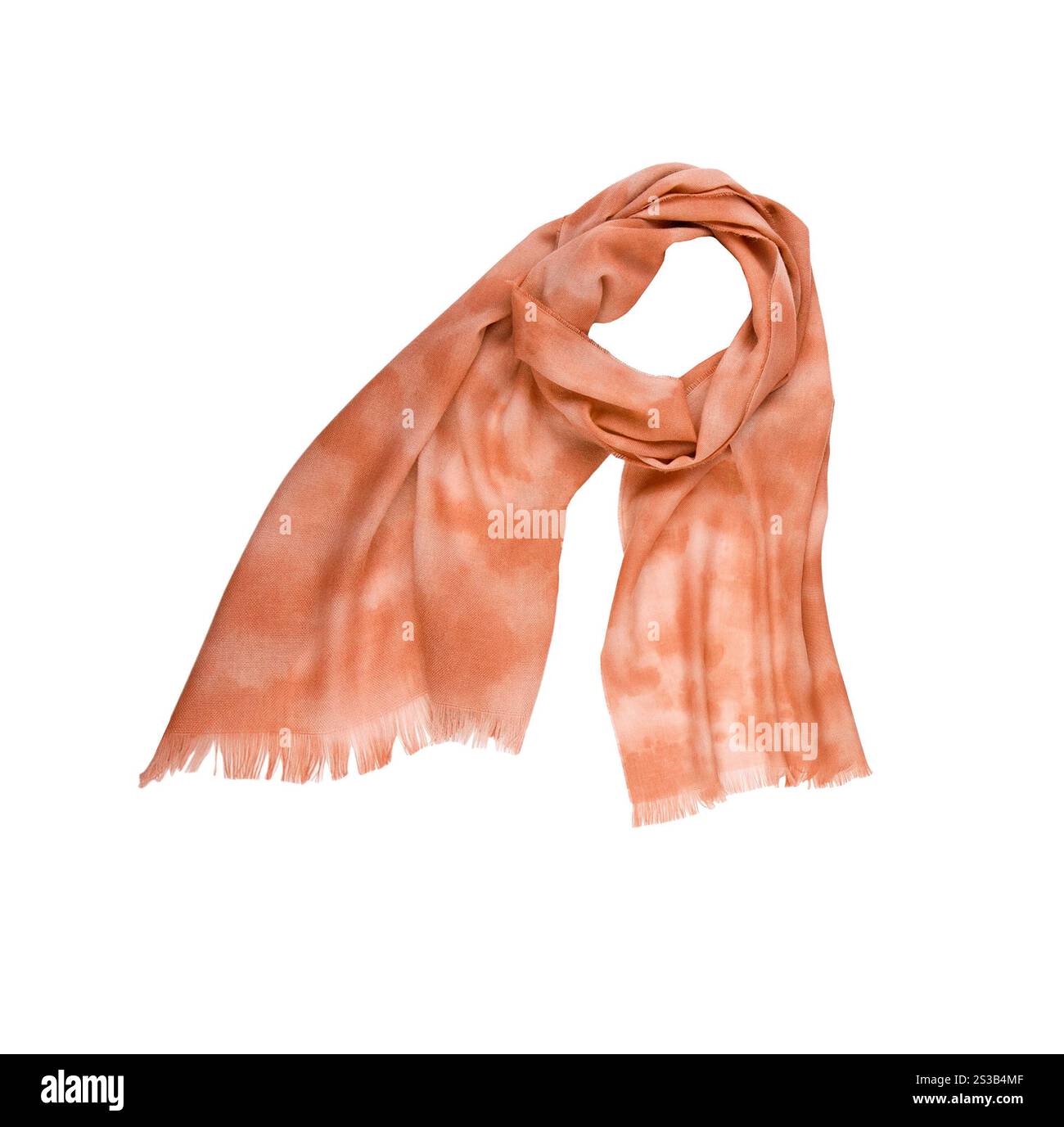 Sciarpa alla moda su sfondo bianco. Sciarpa alla moda Foto Stock