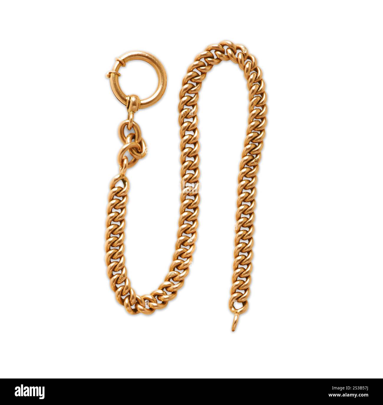 catena dorata isolata su sfondo bianco. catena d'oro isolata Foto Stock