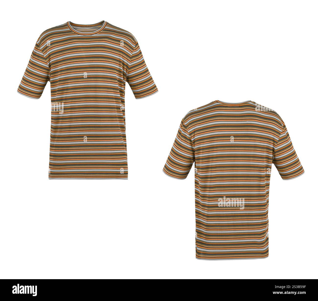 t-shirt a righe gialla. t-shirt a righe verde Foto Stock