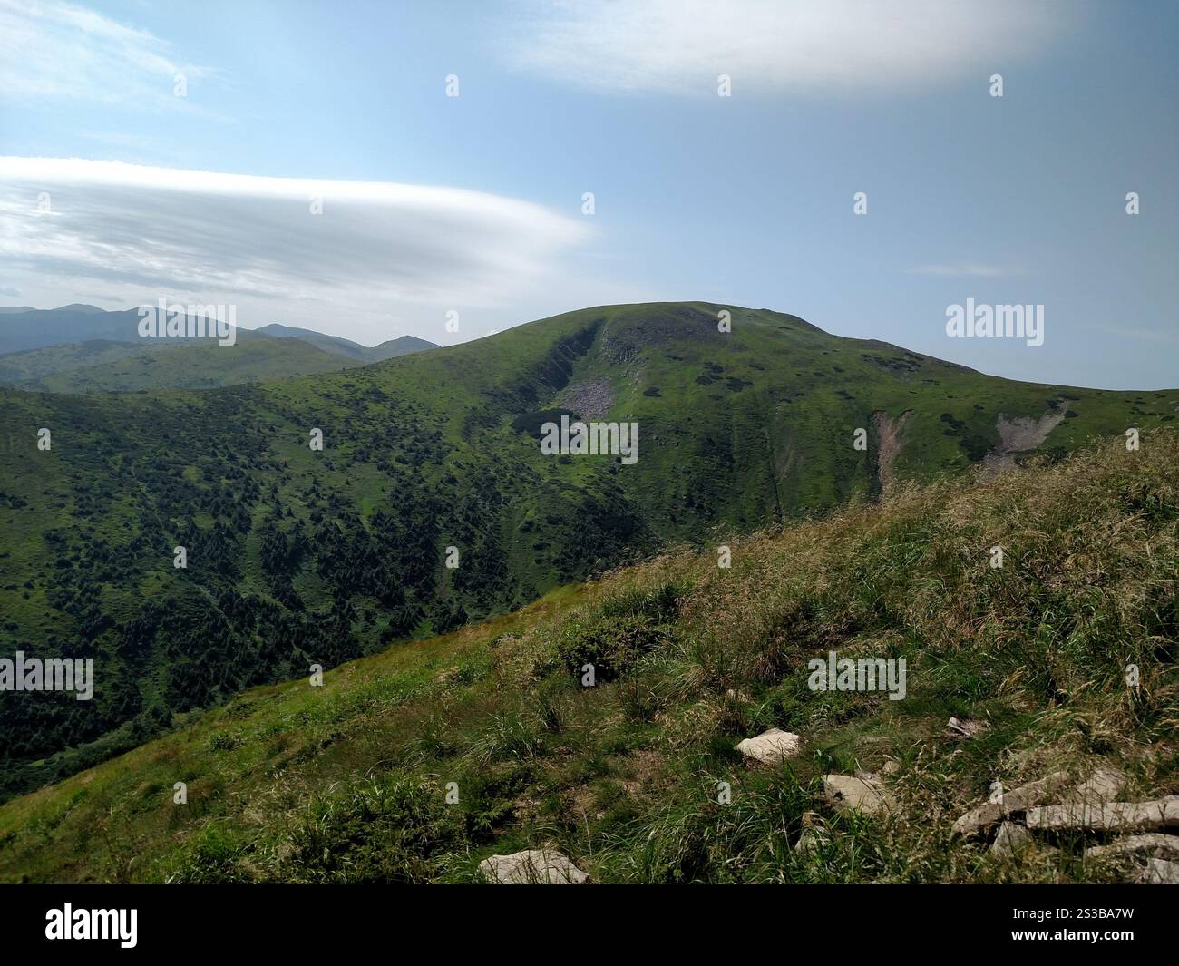 Immagine fotografica orizzontale a colori del paesaggio montano e della foresta Foto Stock