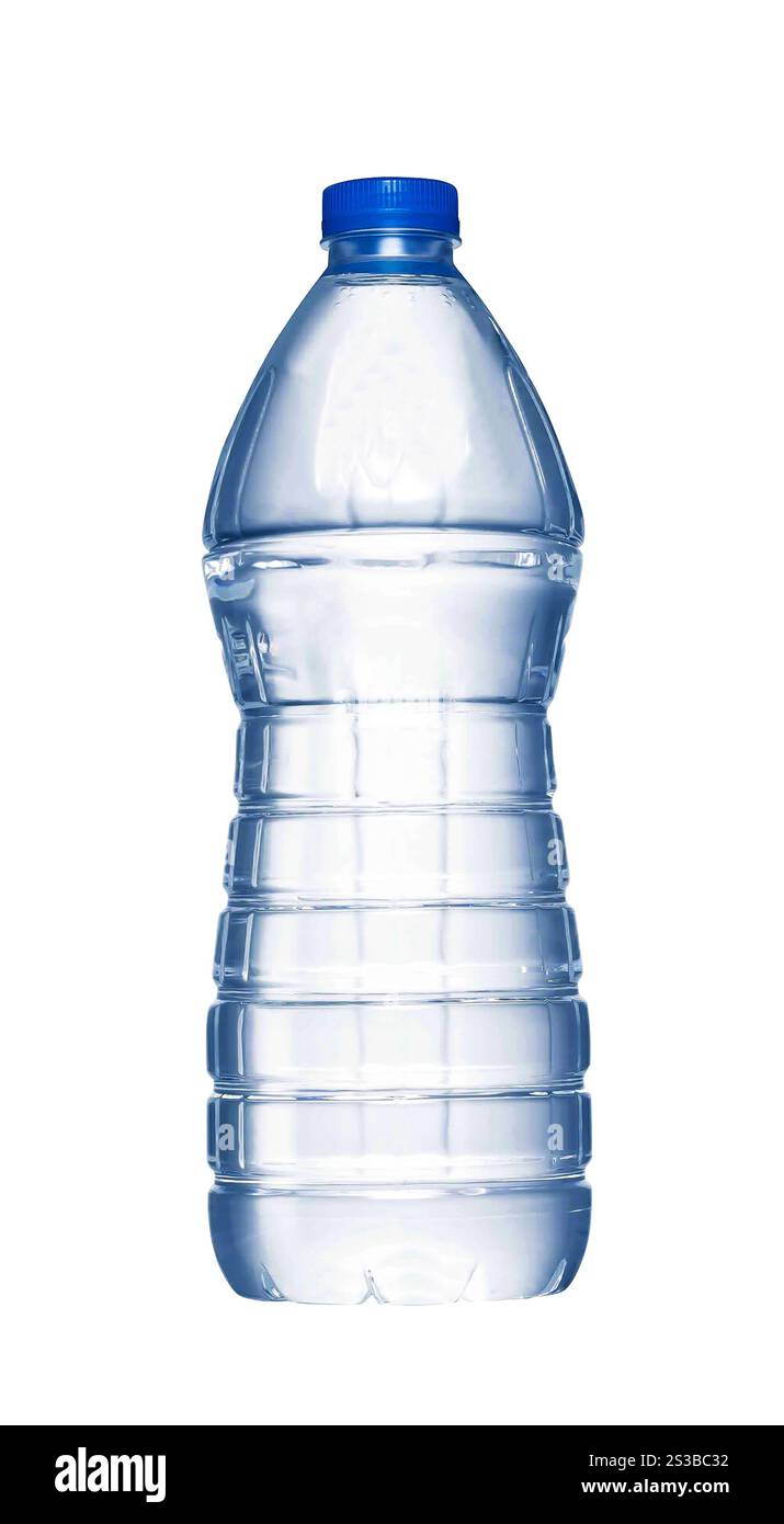 Una bottiglia d'acqua su sfondo bianco. bottiglia d'acqua Foto Stock