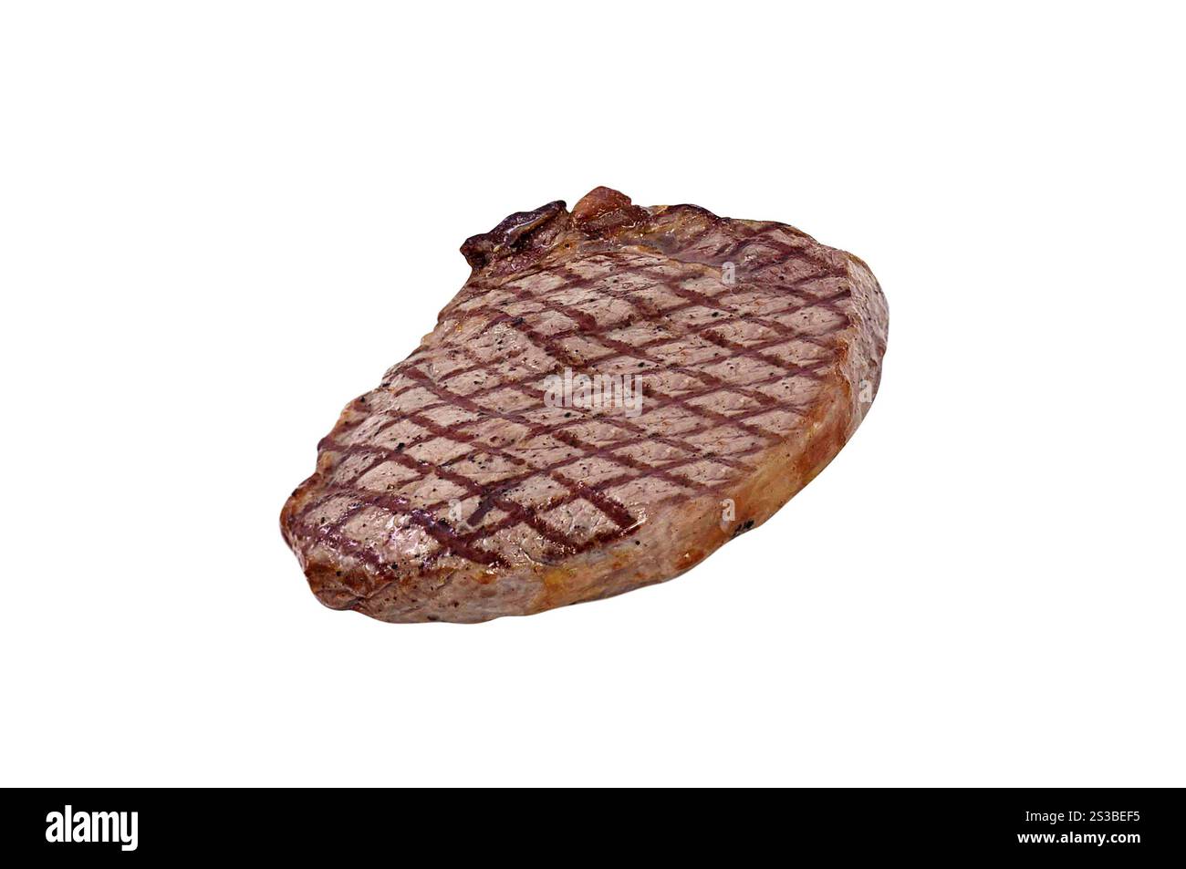 Bistecca di manzo alla griglia isolata Foto Stock