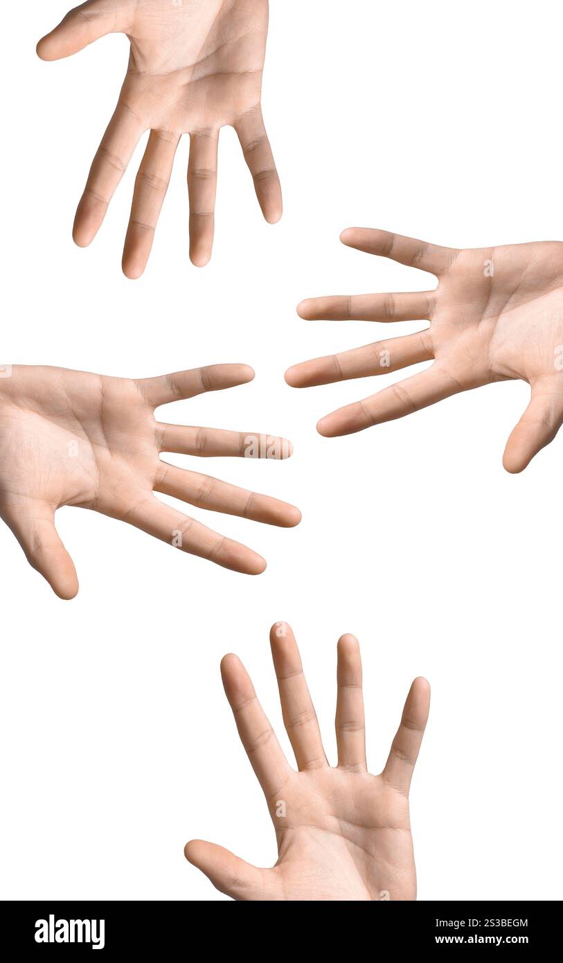 simbolo mani isolato su sfondo bianco. simbolo della mano isolato su sfondo bianco Foto Stock