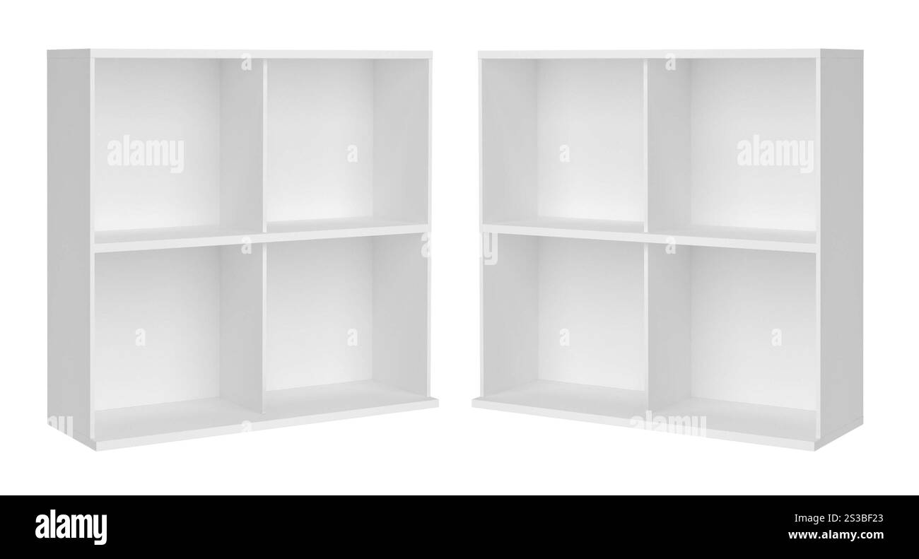 splendido armadio moderno in legno bianco isolato Foto Stock