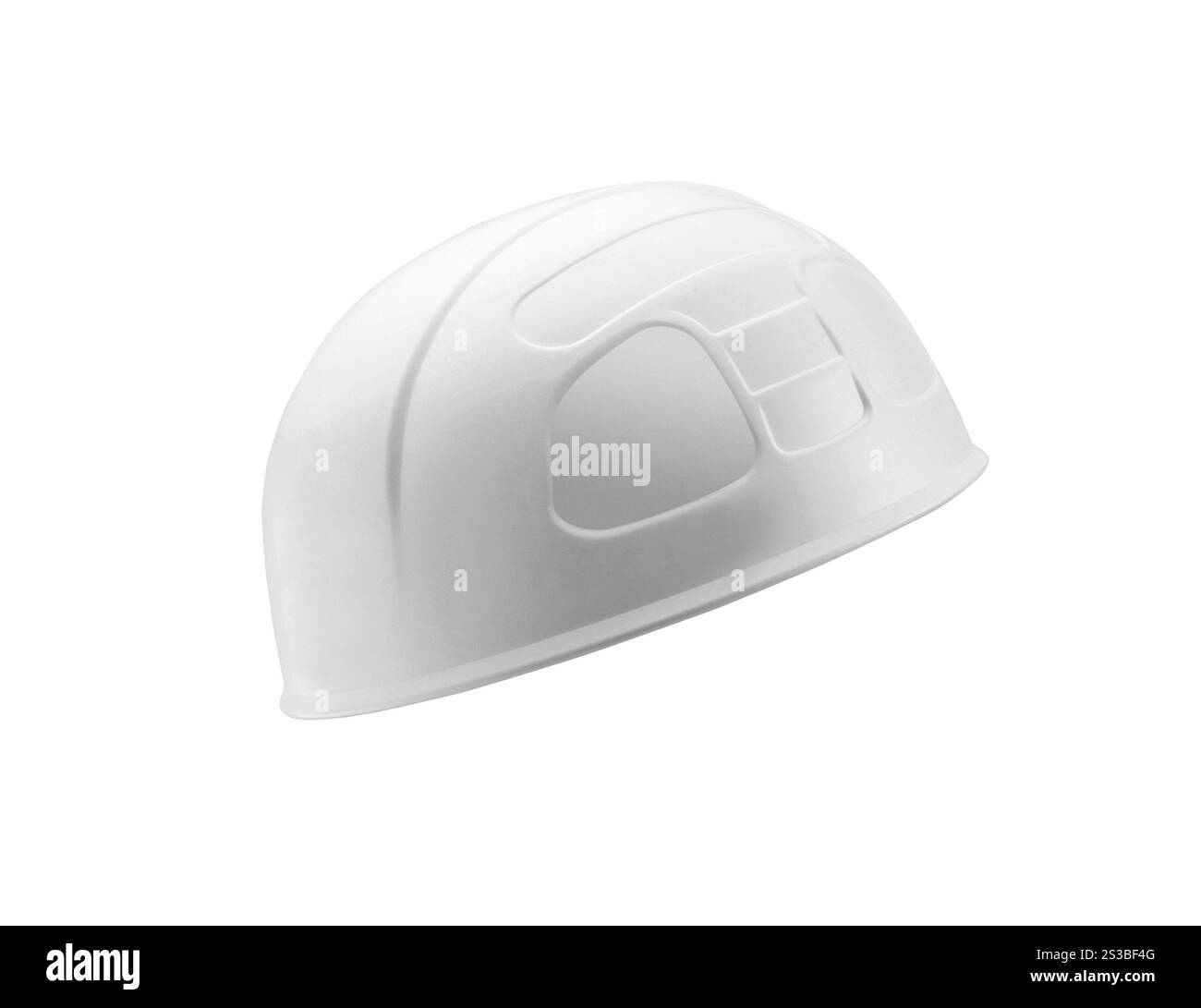 Elmetto di sicurezza in plastica isolato su sfondo bianco. Elmetto di sicurezza in plastica isolato Foto Stock