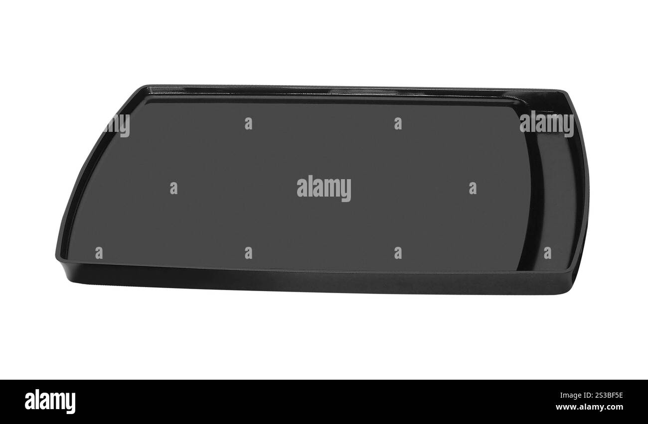 vassoio in plastica nero isolato su bianco Foto Stock