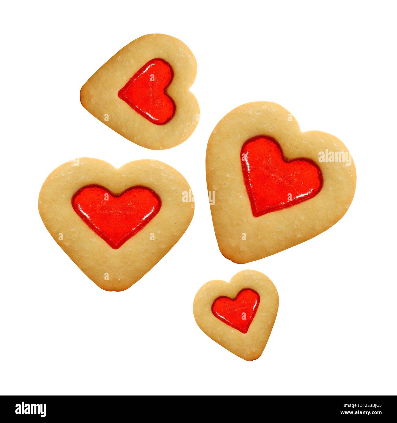 Biscotti a forma di cuore isolati su sfondo bianco. Biscotti a forma di cuore isolati Foto Stock Biscotti a forma di cuore isolati su sfondo bianco. Biscotti a forma di cuore isolati Foto Stock