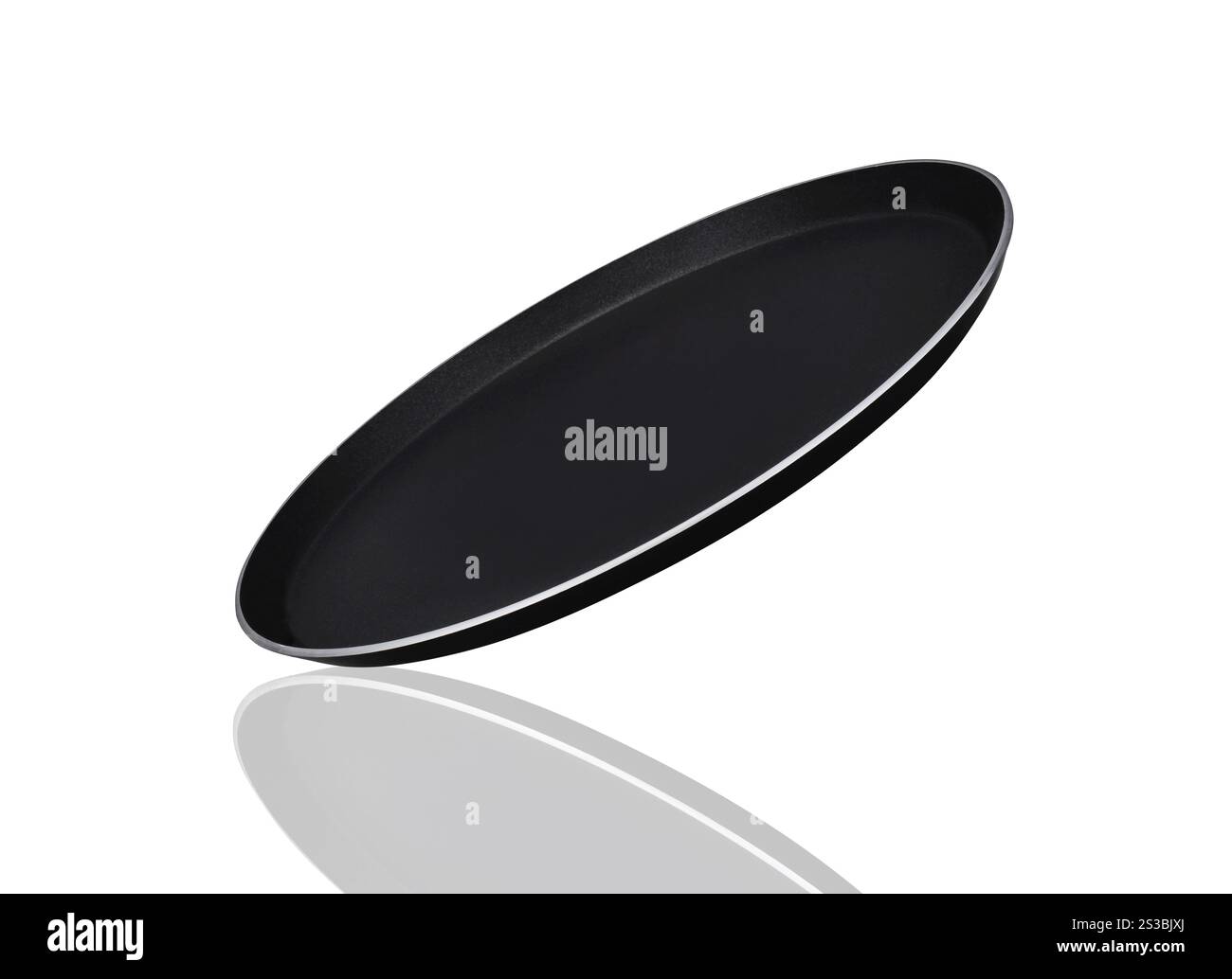 Vassoio per alimenti in polistirolo nero Foto Stock