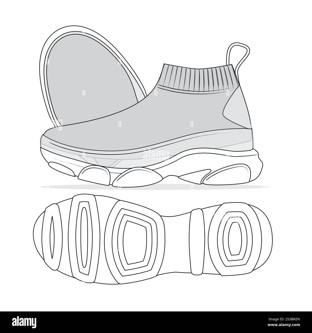 Sneaker da donna con mockup piatto con disegno vettoriale. Illustrazione Vettoriale