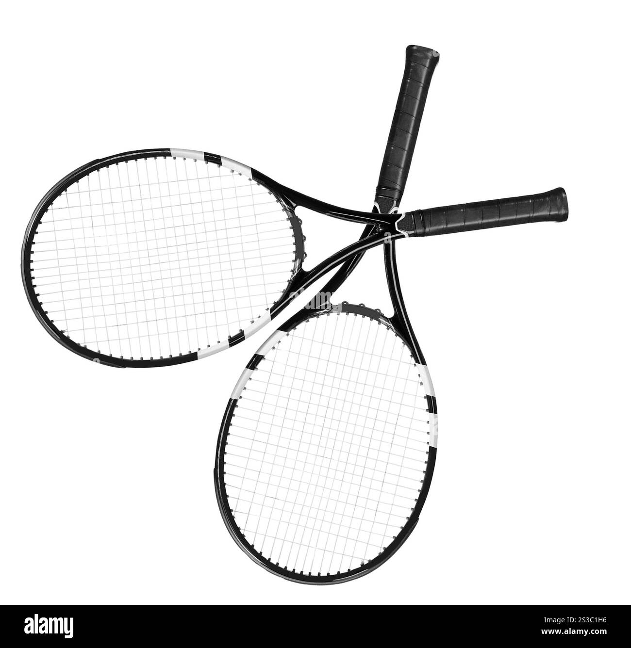 Razzi da tennis isolati sul bianco. Razzi da tennis Foto Stock
