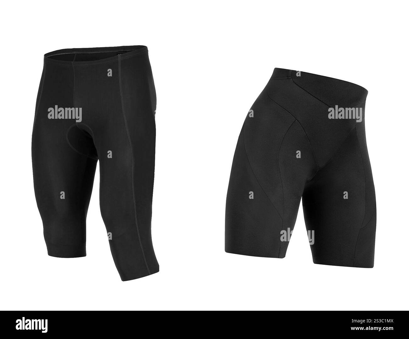 pantaloncini neri isolati su sfondo bianco. shorts neri Foto Stock