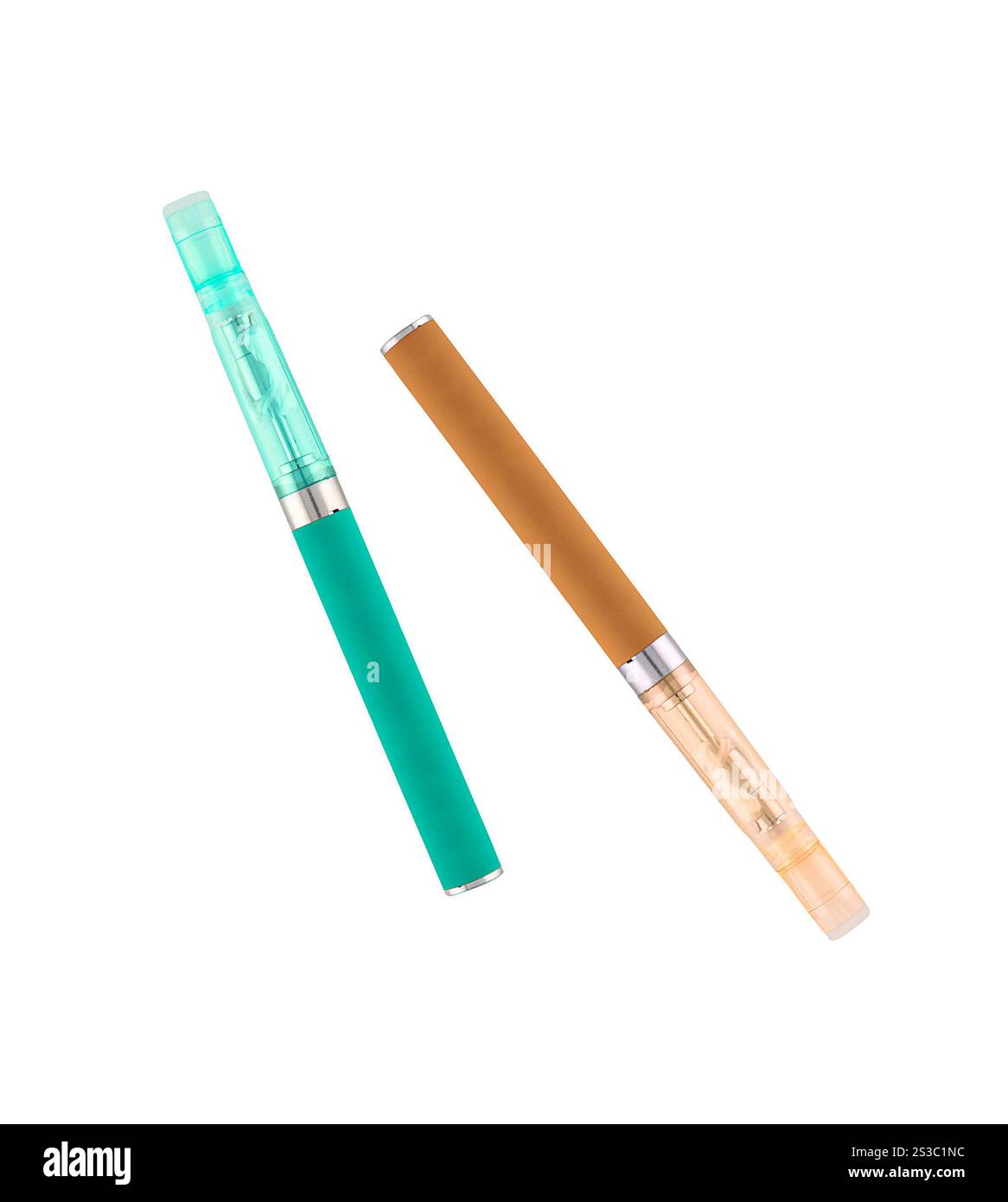 Grandi le sigarette elettroniche isolato su bianco Foto Stock