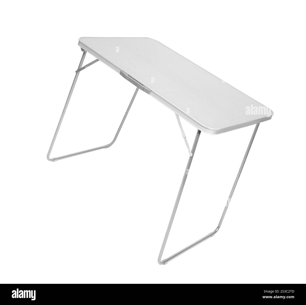 Tavolo pieghevole isolato su bianco Foto Stock