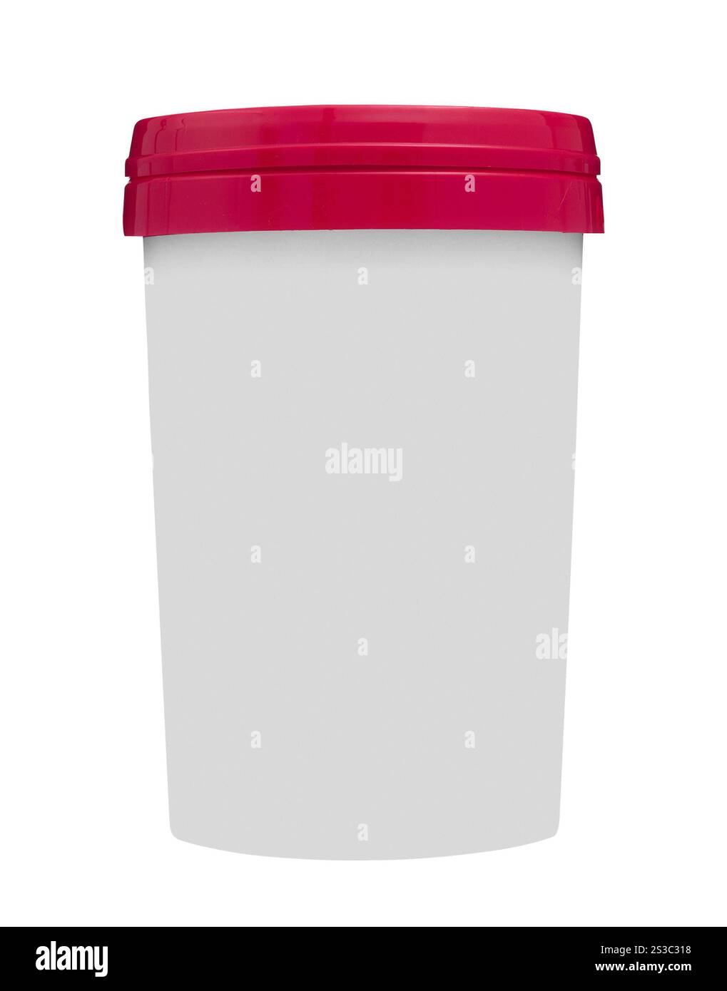 Contenitore rosso in plastica per alimenti isolato su bianco. Contenitore rosso in plastica per alimenti isolato Foto Stock