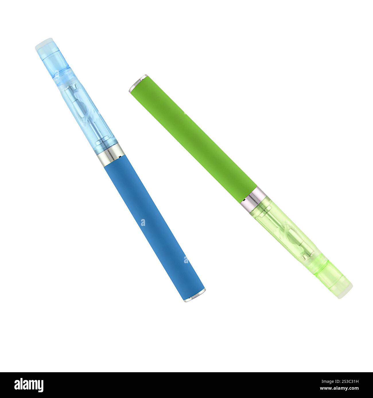 grandi sigarette elettroniche isolate su bianco. grandi sigarette elettroniche Foto Stock