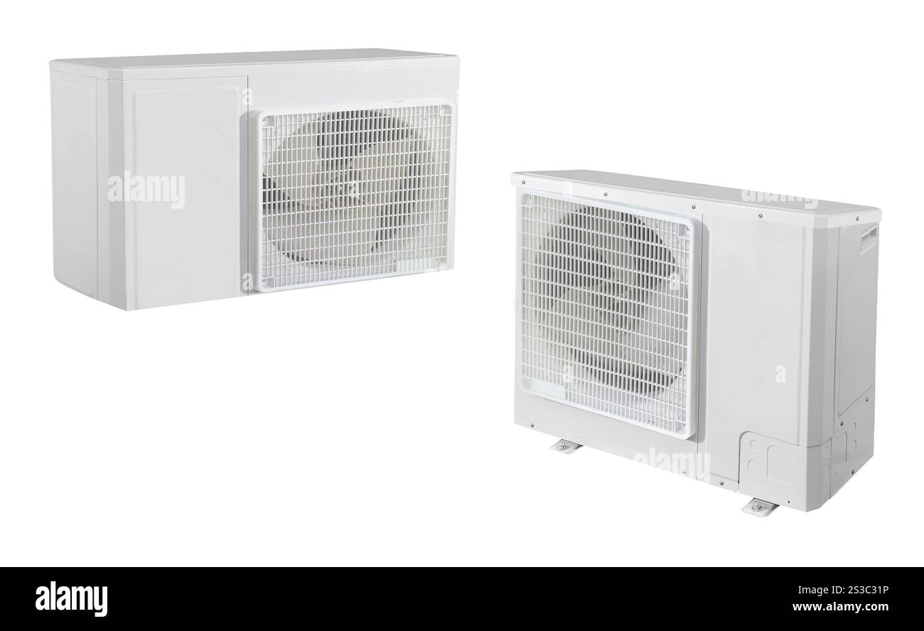 condizionatore isolato su sfondo bianco. condizionatore isolato su bianco Foto Stock