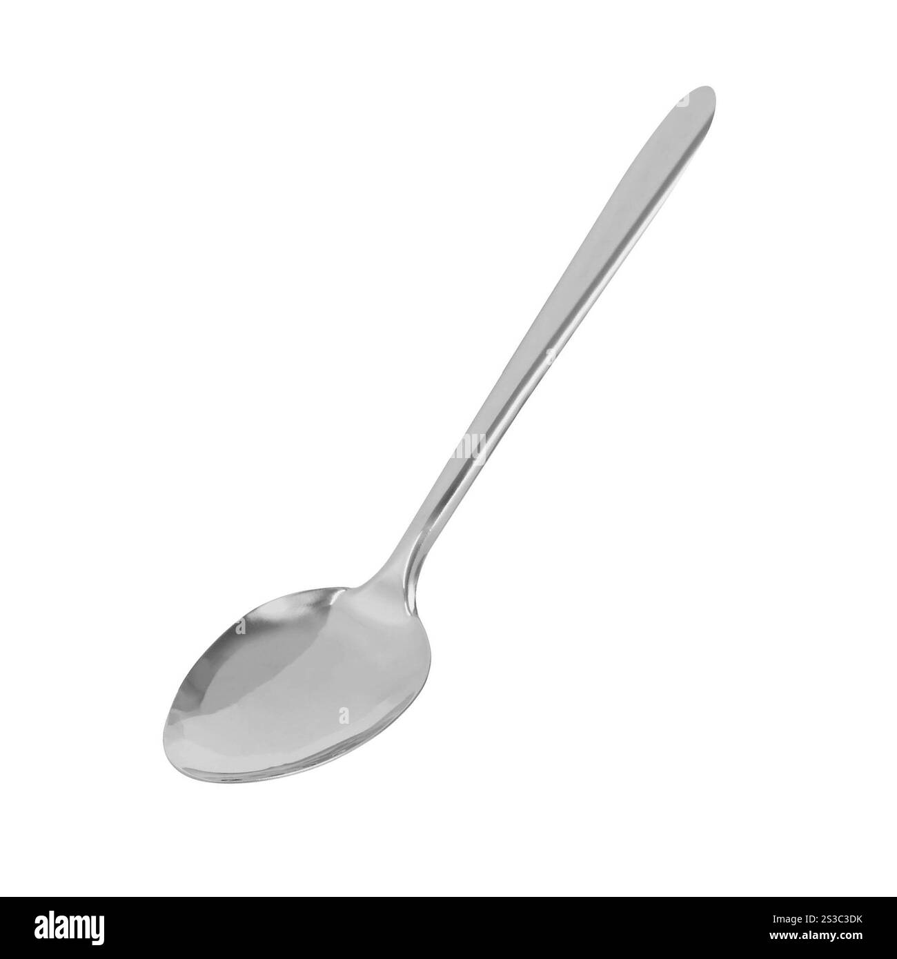 cucchiaio in acciaio isolato su sfondo bianco. cucchiaio in acciaio isolato Foto Stock