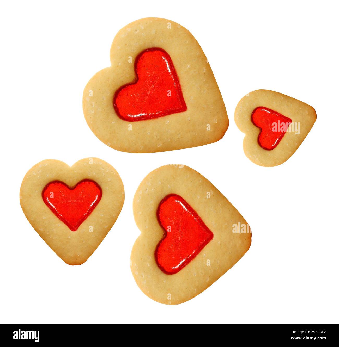 Biscotti a forma di cuore isolati su sfondo bianco. Biscotti a forma di cuore Foto Stock Biscotti a forma di cuore isolati su sfondo bianco. Biscotti a forma di cuore Foto Stock