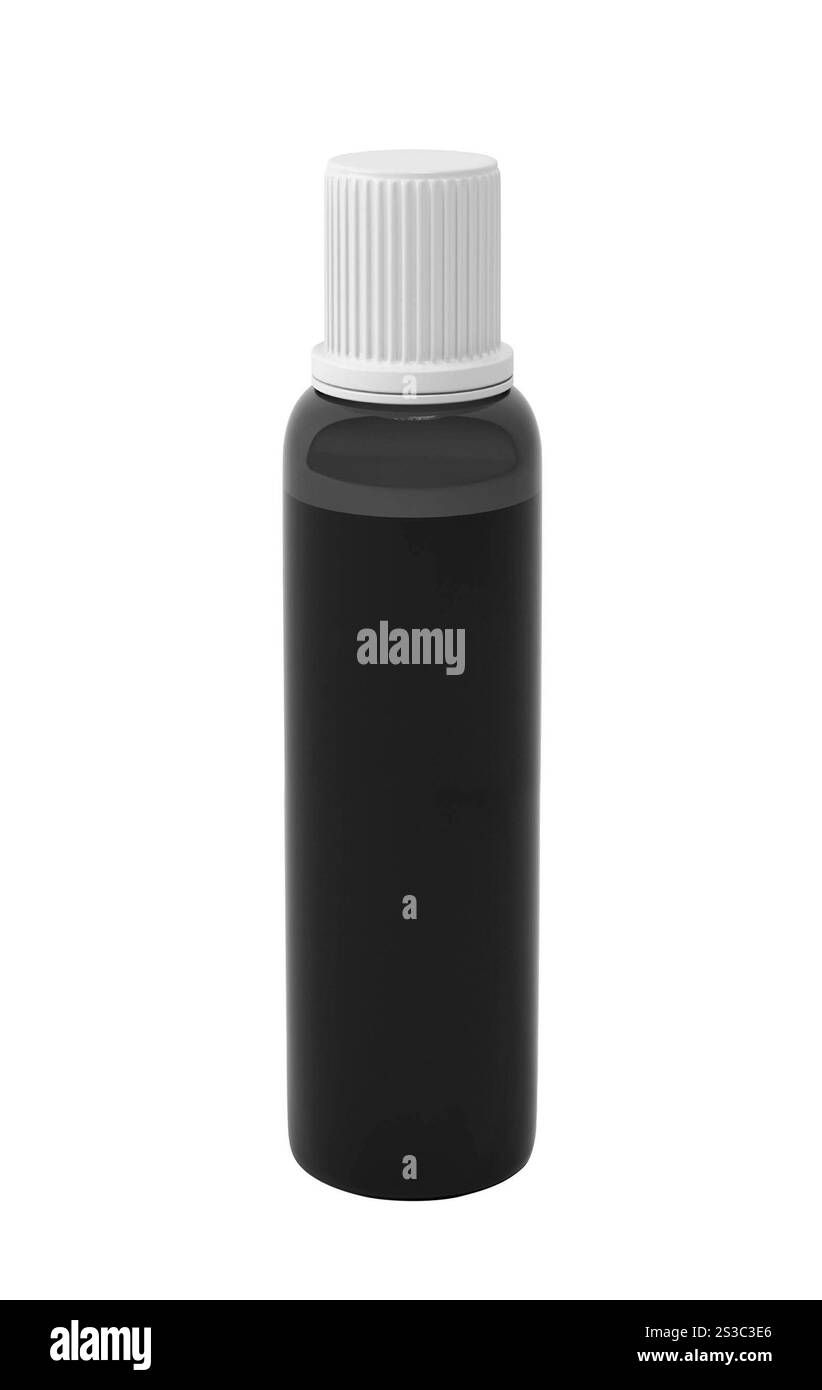 Olio essenziale pacchetto isolato su sfondo bianco Foto Stock