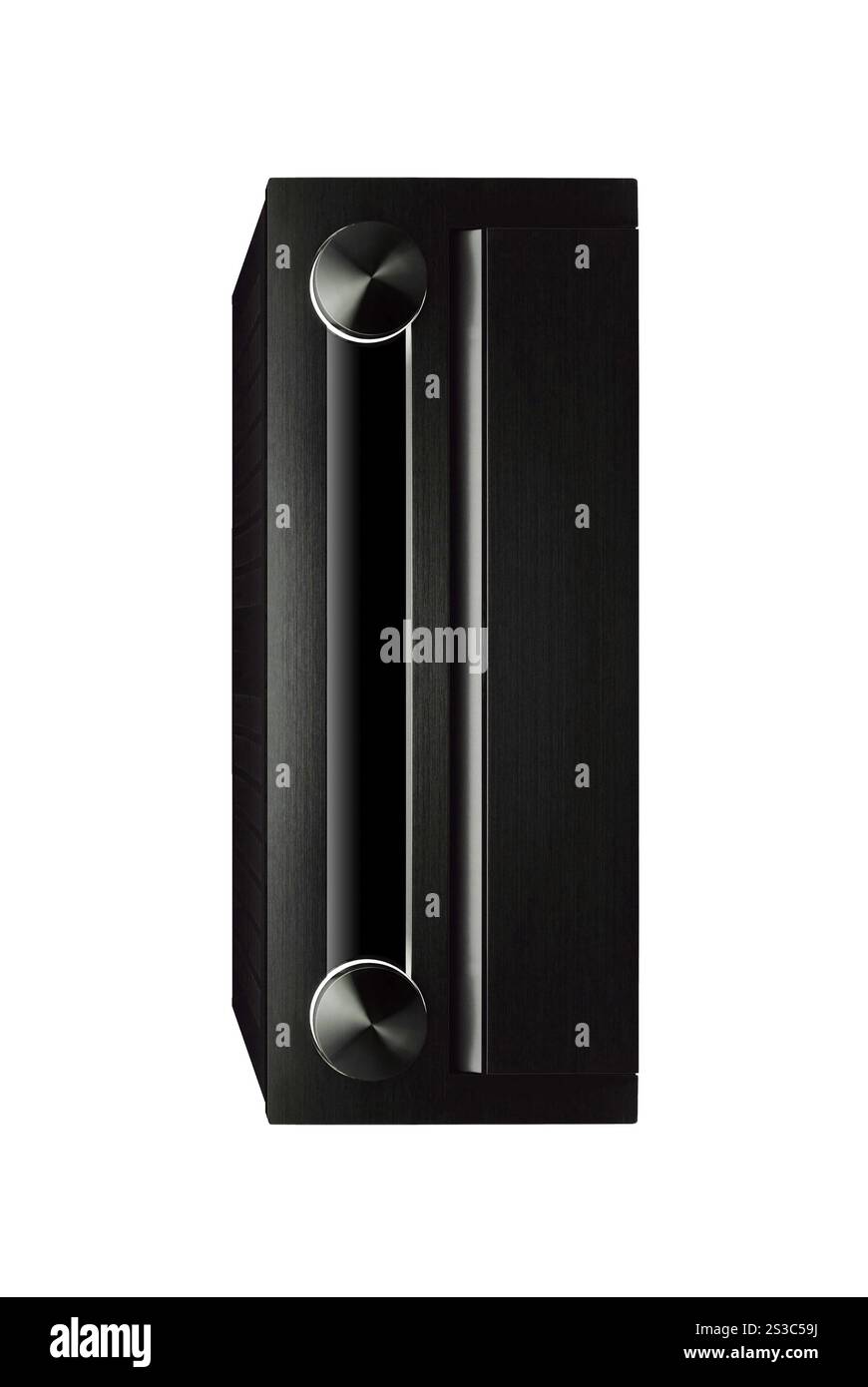 Sistema audio nero isolato su sfondo bianco. Sistema audio nero Foto Stock